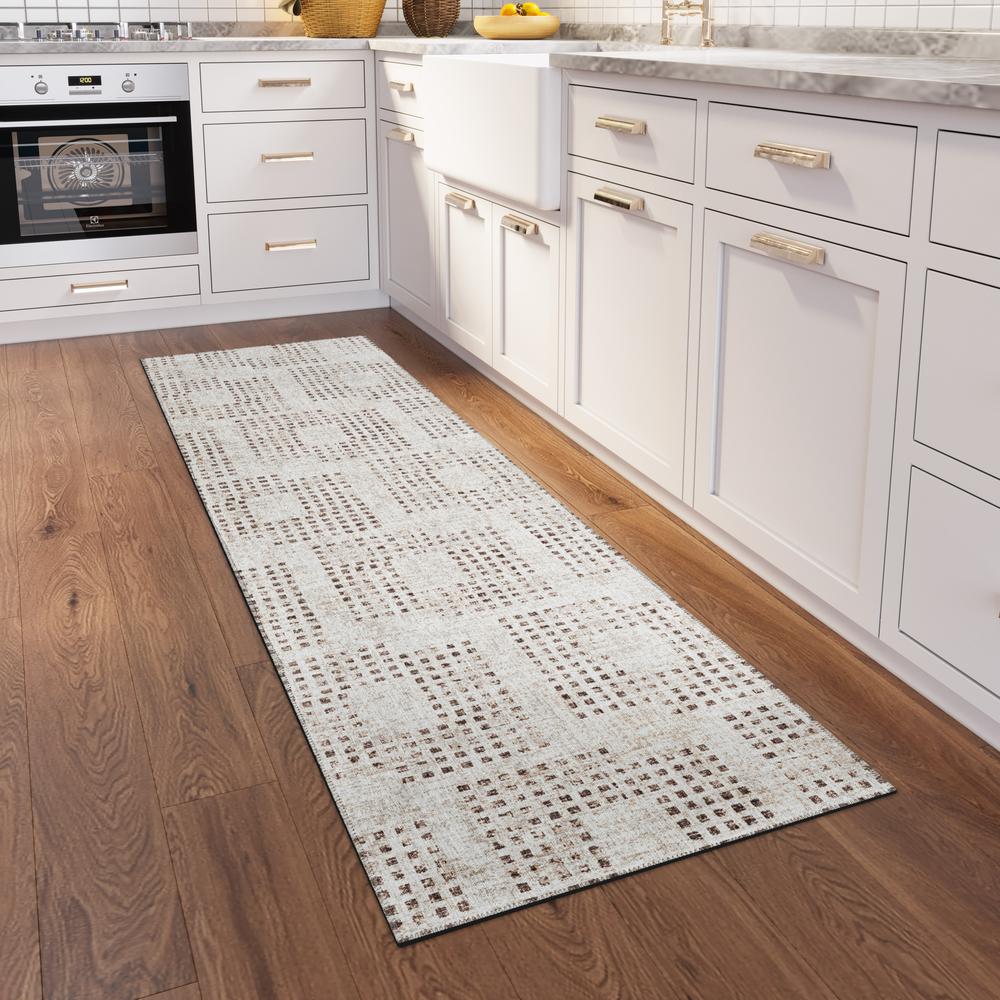 Eleanor Beige Contemporary Geometric 2'3" x 7'6" Runner Rug Beige AER31. Picture 1