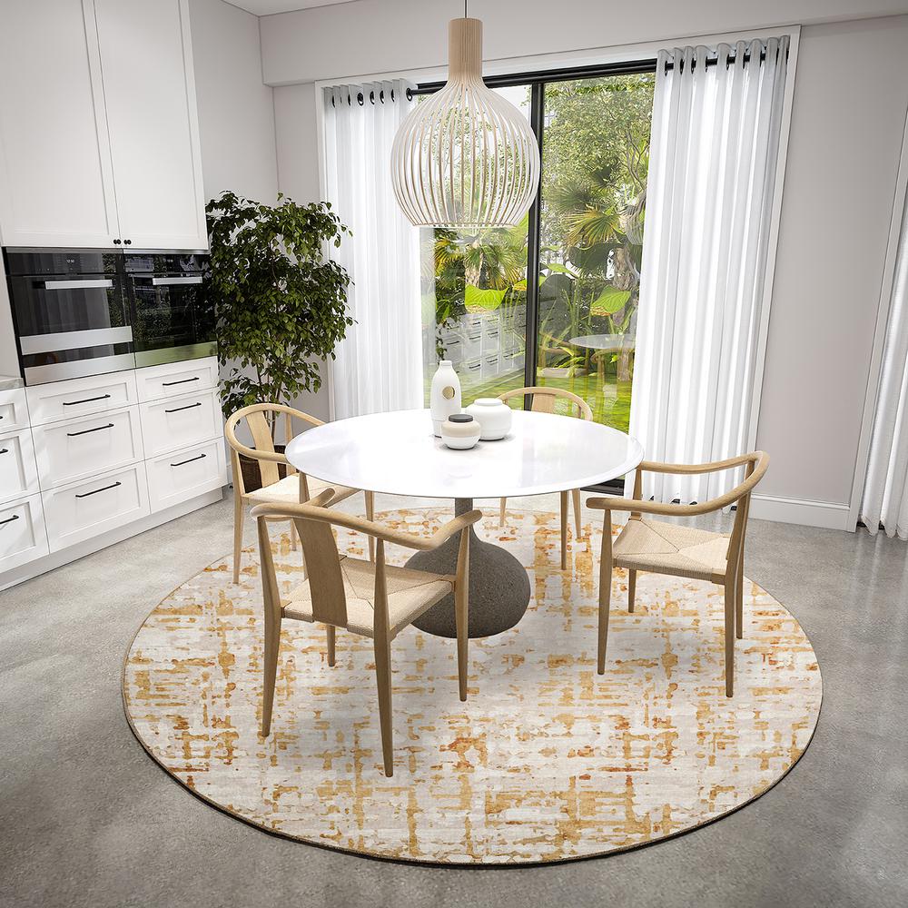Brisbane BR5 Khaki 8' x 8' Round Rug. Picture 2