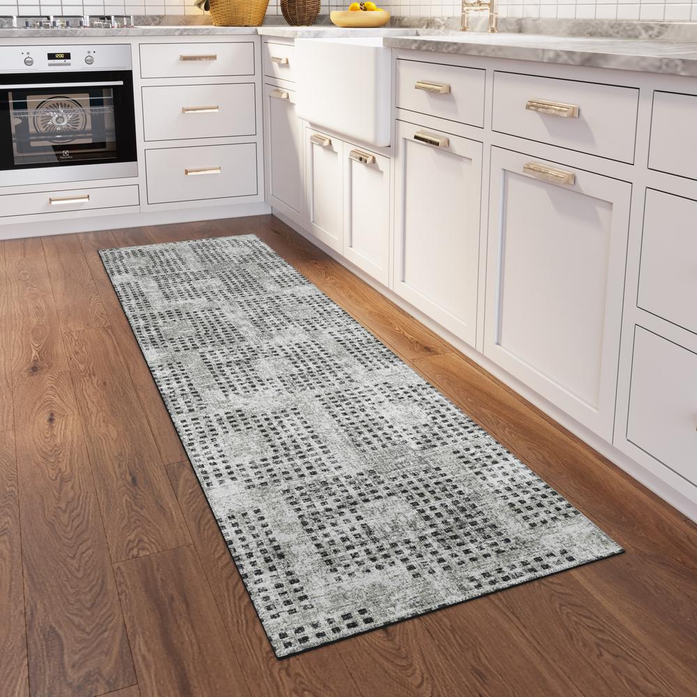 Eleanor Gray Contemporary Geometric 2'3" x 7'6" Runner Rug Gray AER31. Picture 1
