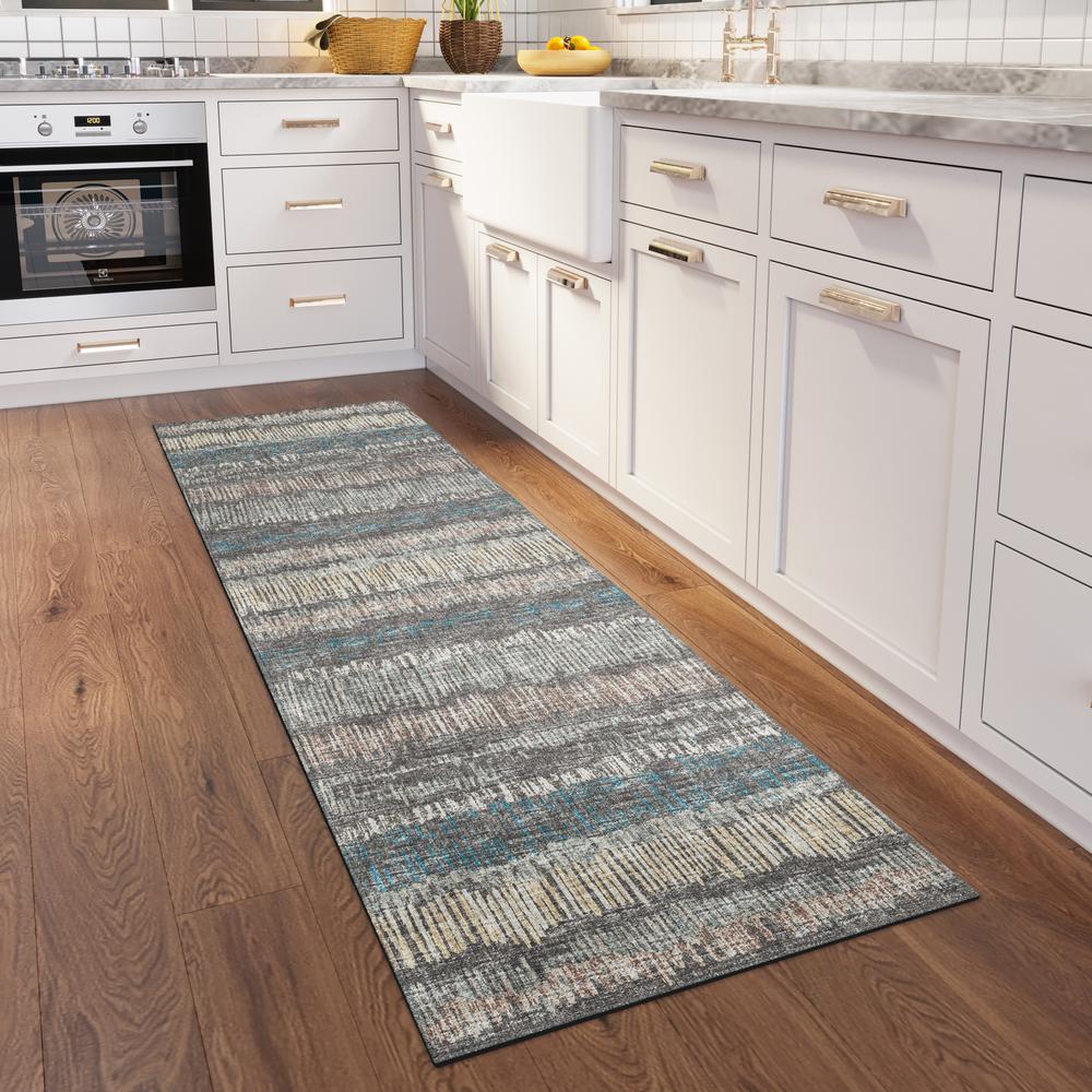 Rylee Gray Transitional Striped 2'3" x 7'6" Runner Rug Gray ARY34. Picture 1