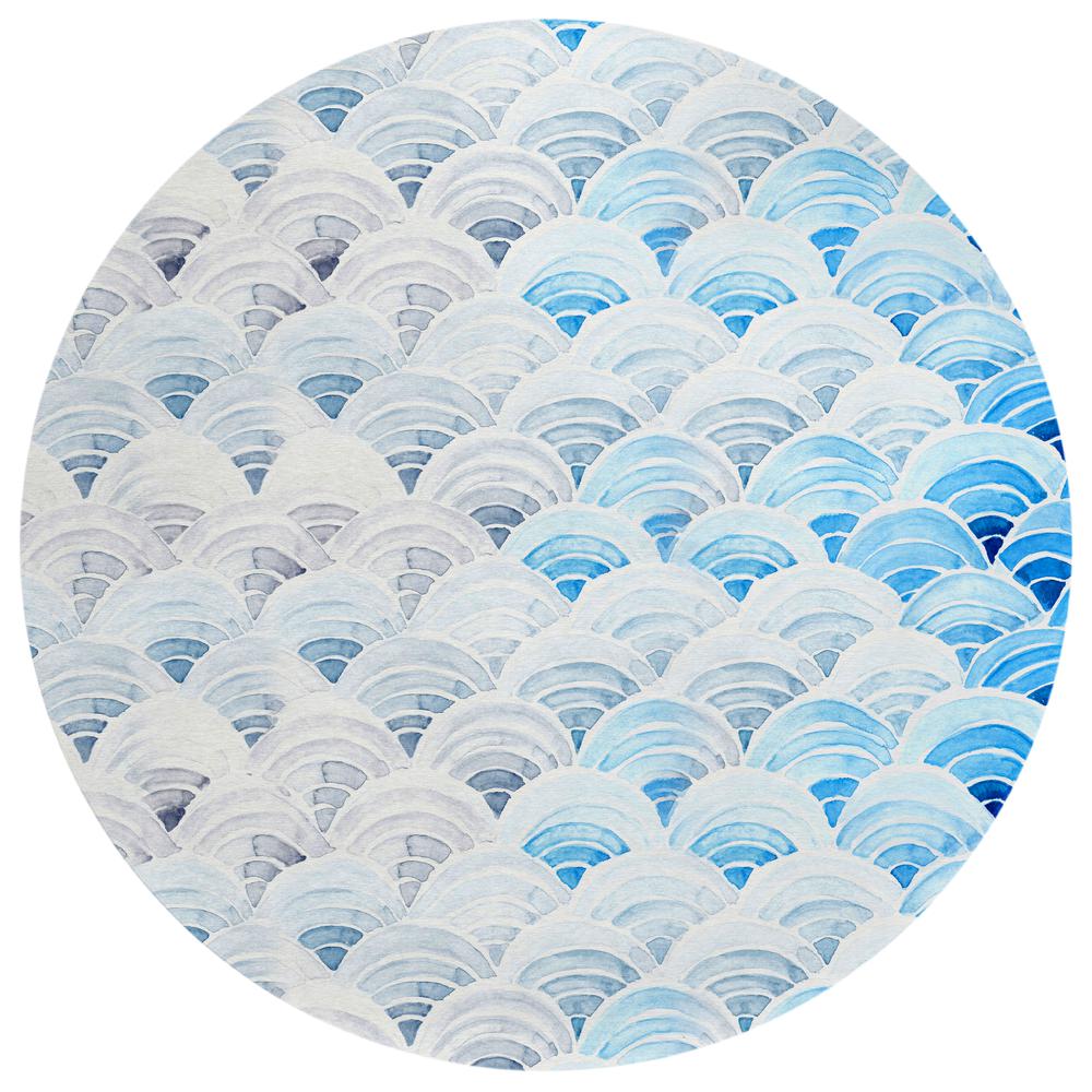Indoor/Outdoor Surfside ASR35 Blue Washable 8' x 8' Round Rug. Picture 1