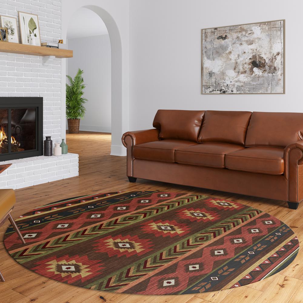 Indoor/Outdoor Sonora ASO33 Brown Washable 8' x 8' Round Rug. Picture 8
