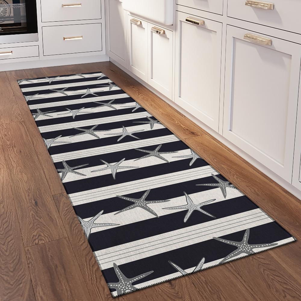 Indoor/Outdoor Surfside ASR42 Midnight Washable 2'3" x 7'6" Runner Rug. Picture 2
