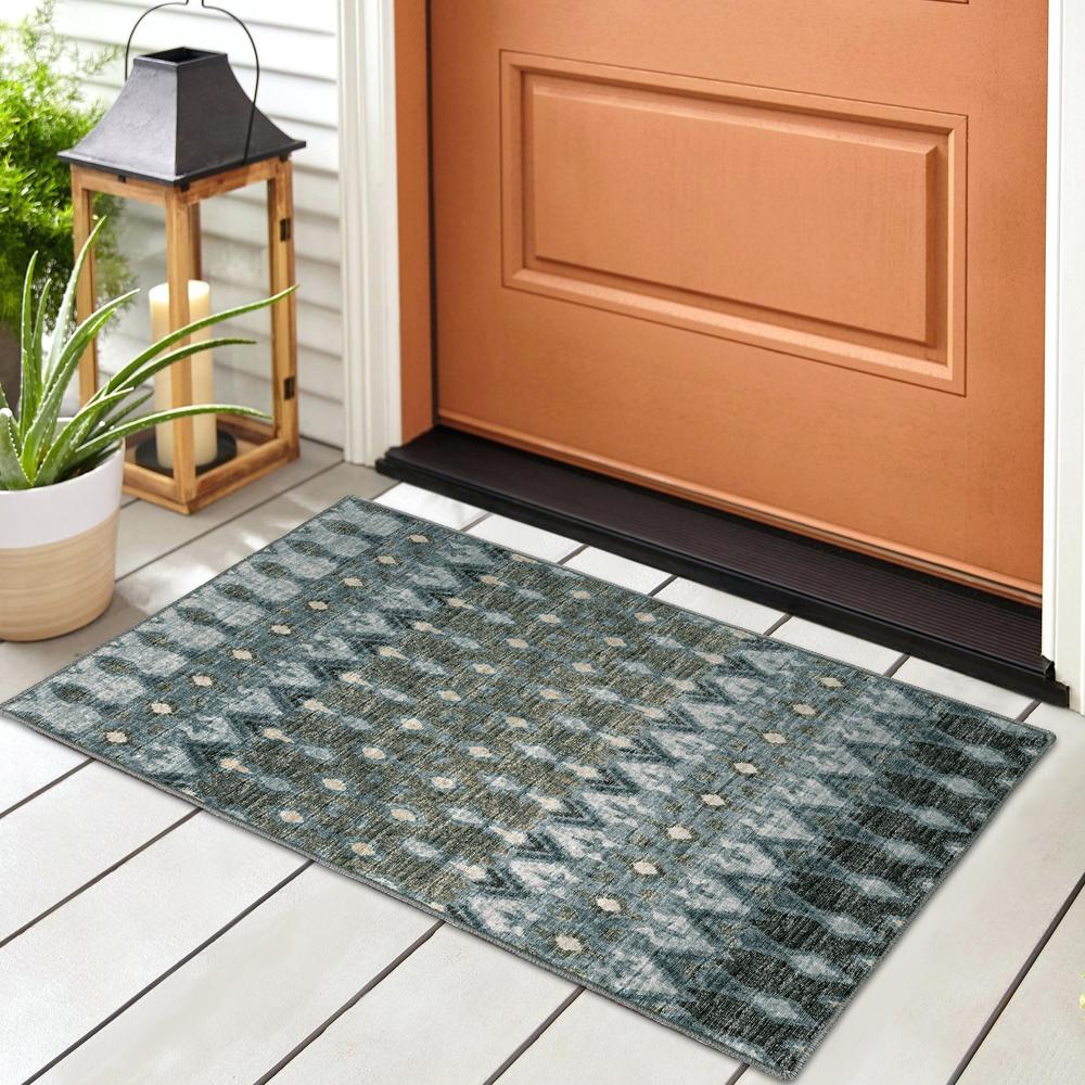 Brisbane BR1 Mineral Blue 1'8" x 2'6" Rug. Picture 2