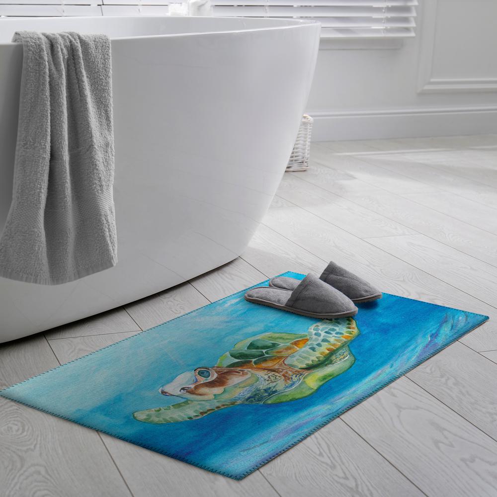 Indoor/Outdoor Harpswell AHP33 Blue Washable 1'8" x 2'6" Rug. Picture 2