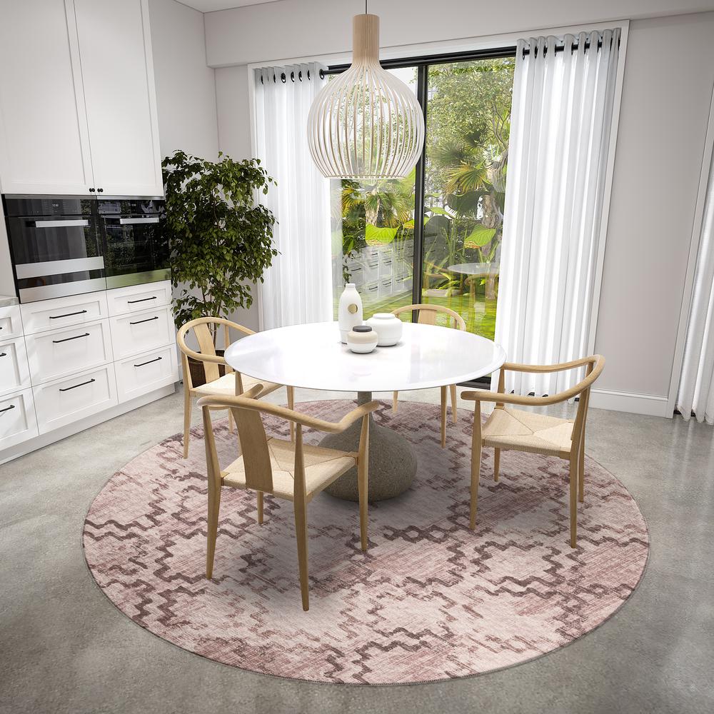 Yuma Mocha Transitional Trellis 8' x 8' Area Rug Mocha AYU45. Picture 1