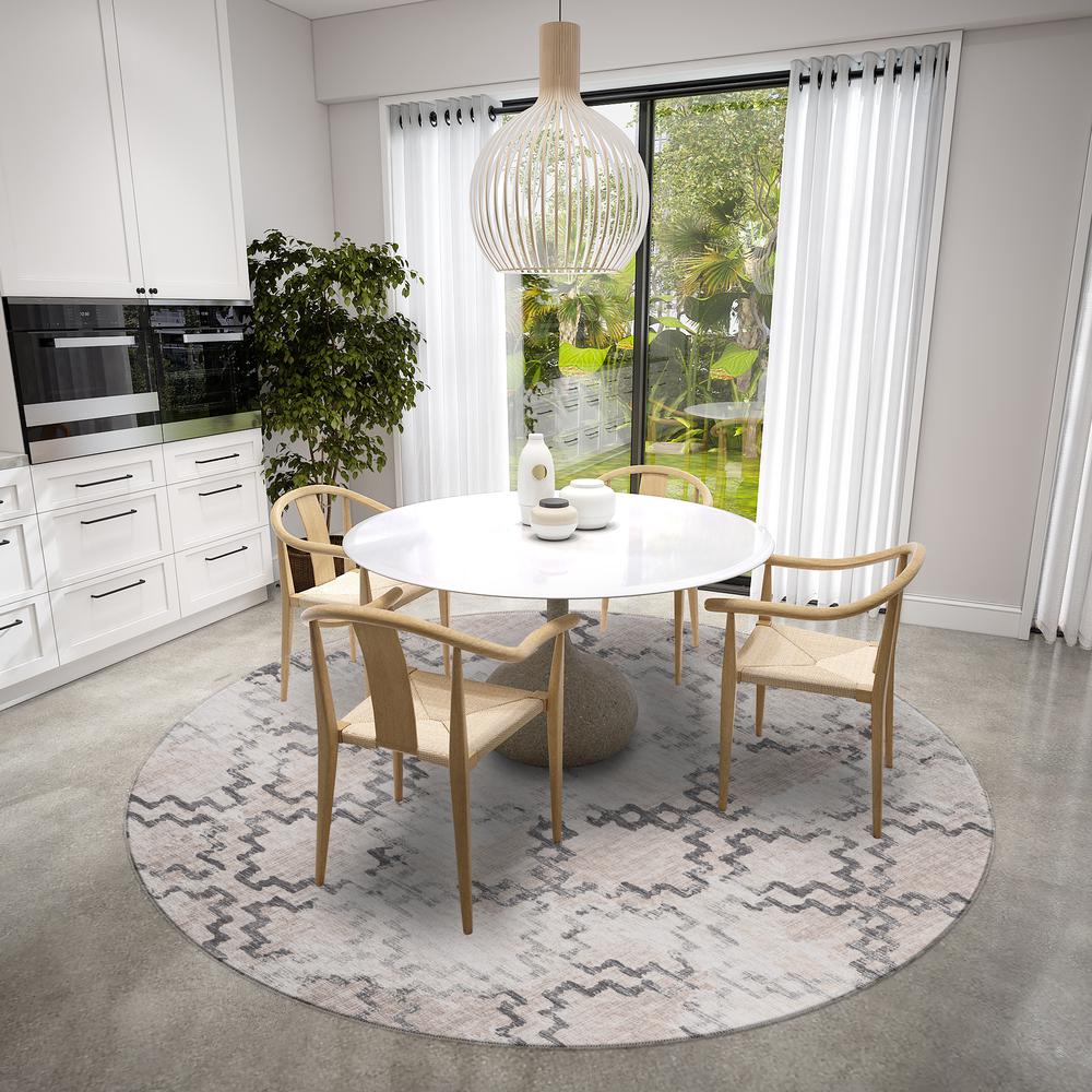 Yuma Taupe Transitional Trellis 8' x 8' Area Rug Taupe AYU45. Picture 1