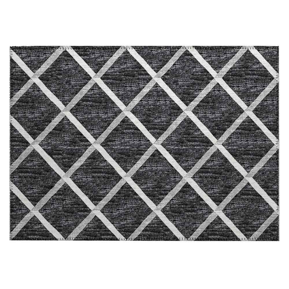 Indoor/Outdoor York YO1 Black Washable 1'8" x 2'6" Rug. Picture 1