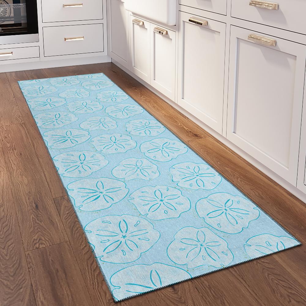 Indoor/Outdoor Surfside ASR40 Blue Washable 2'3" x 7'6" Runner Rug. Picture 2