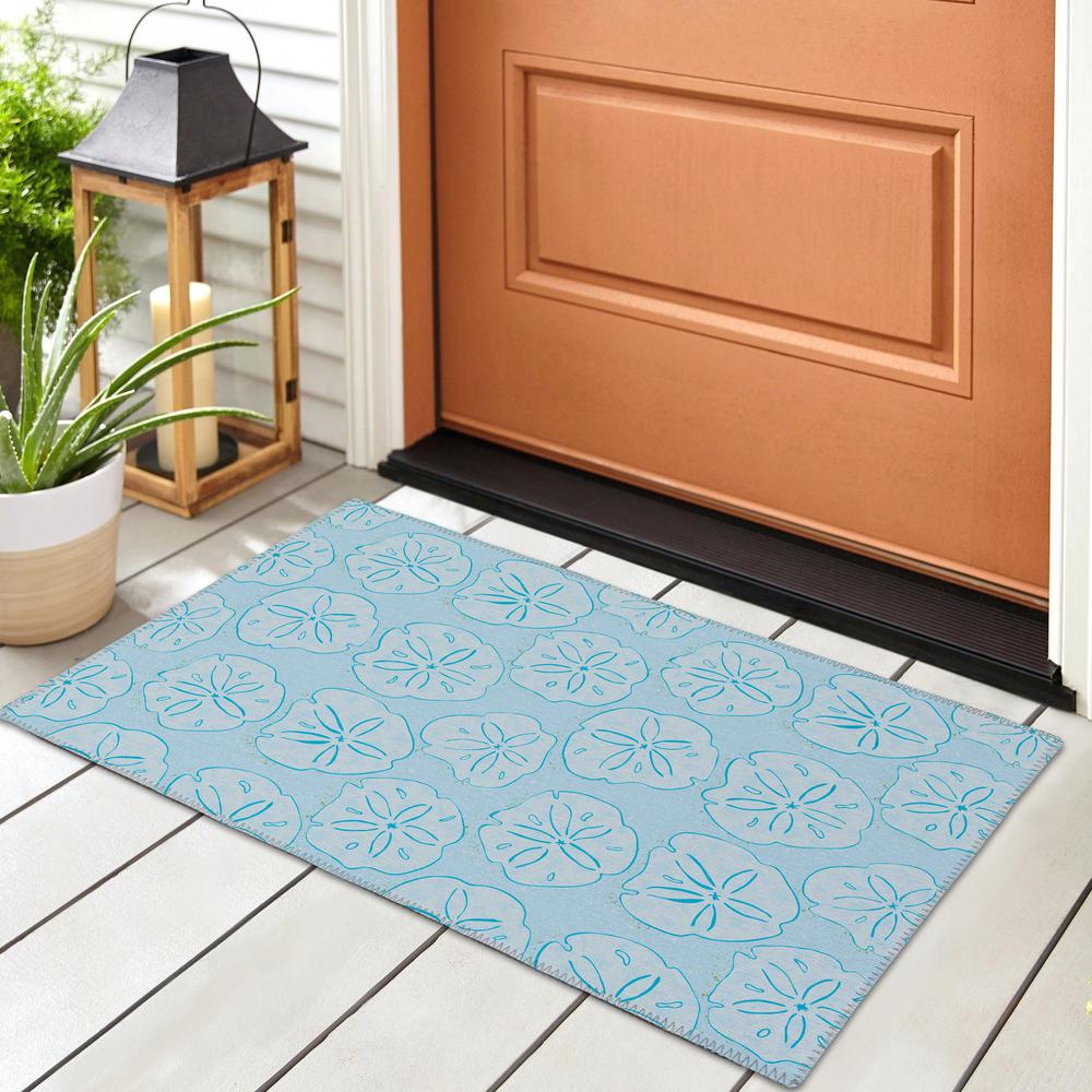 Indoor/Outdoor Surfside ASR40 Blue Washable 1'8" x 2'6" Rug. Picture 2
