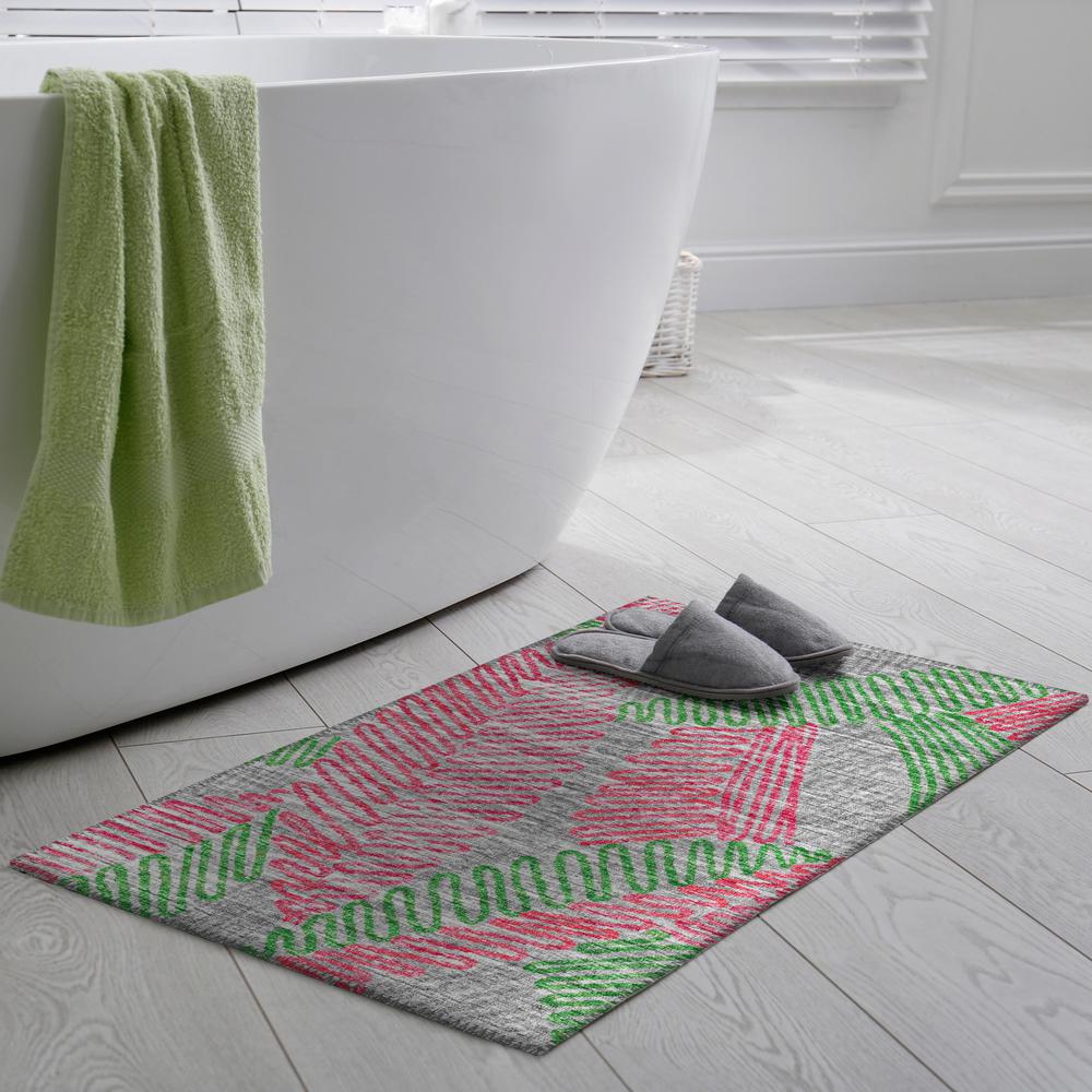 Yuma Pink Transitional Abstract 1'8" x 2'6" Accent Rug Pink AYU41. Picture 1