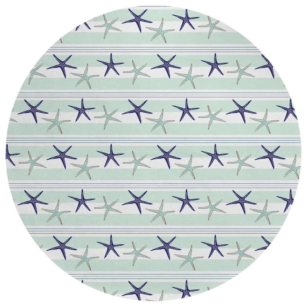 Indoor/Outdoor Surfside ASR42 Seaglass Washable 8' x 8' Round Rug. Picture 1