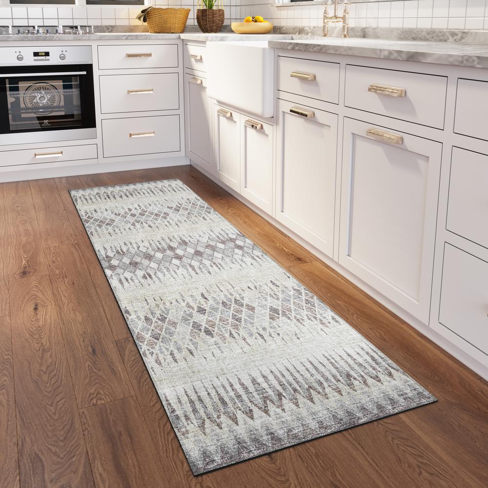 Rylee Beige Transitional Chevron 2'3" x 7'6" Runner Rug Beige ARY35. Picture 1