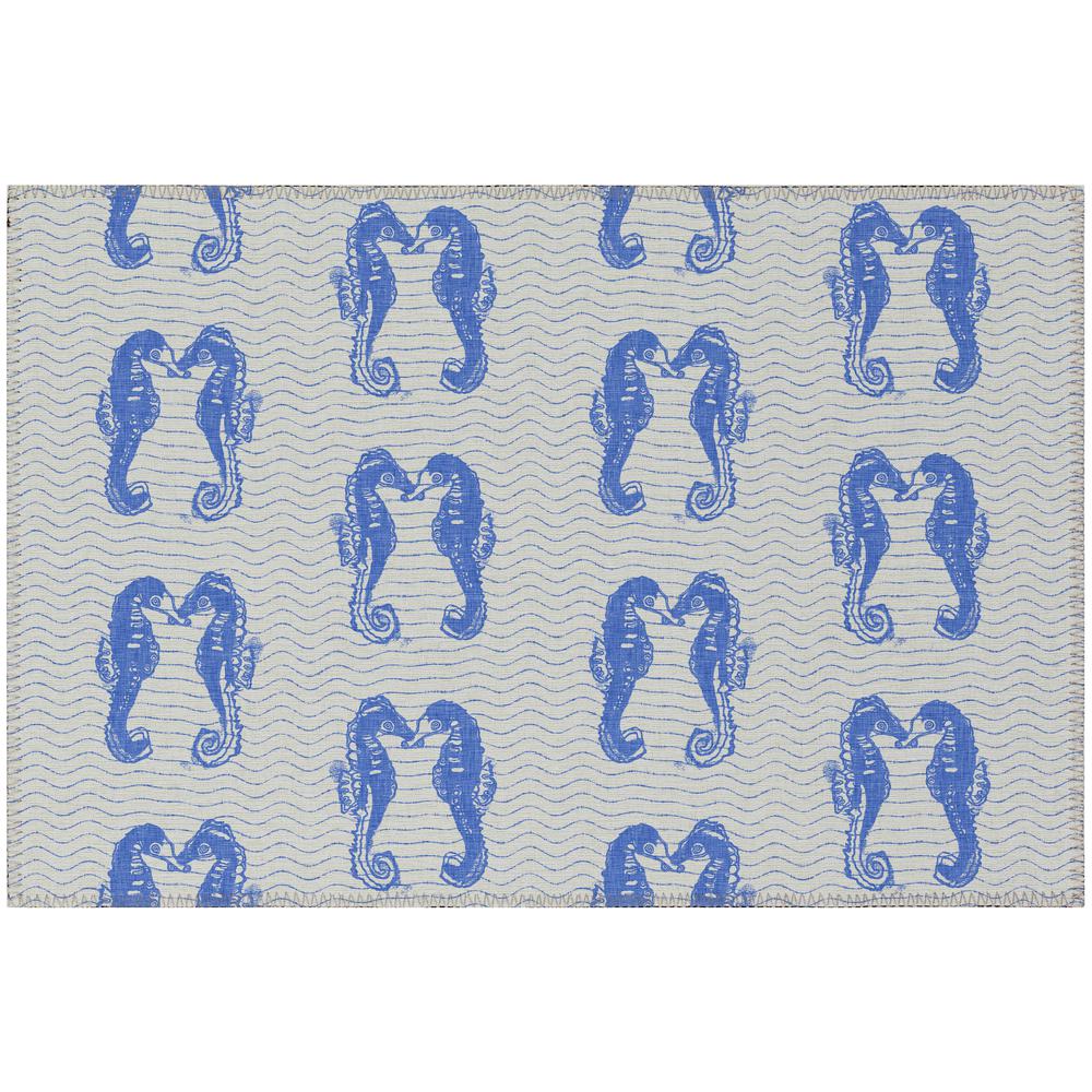 Indoor/Outdoor Seabreeze SZ15 Navy Washable 1'8" x 2'6" Rug. Picture 1
