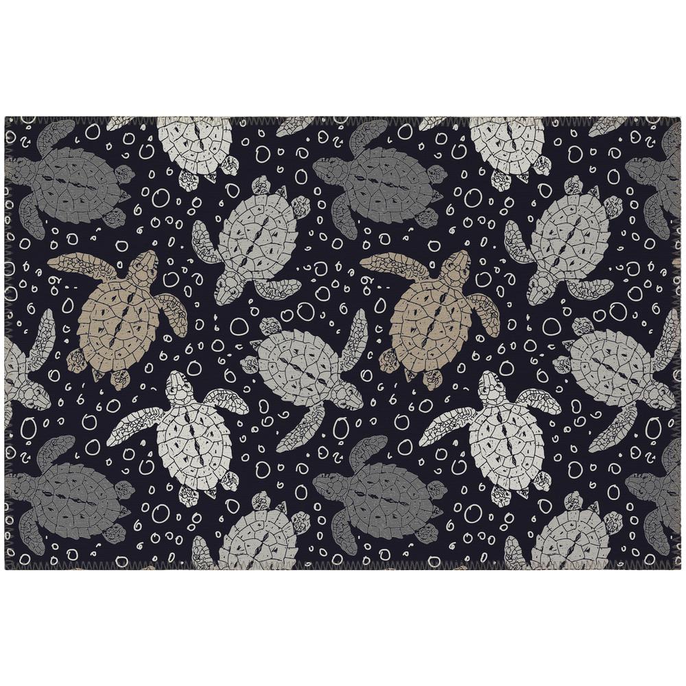 Indoor/Outdoor Surfside ASR43 Midnight Washable 1'8" x 2'6" Rug. Picture 1