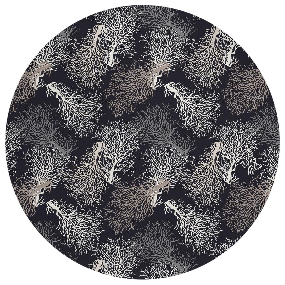 Indoor/Outdoor Surfside ASR33 Midnight Washable 8' x 8' Round Rug. Picture 1