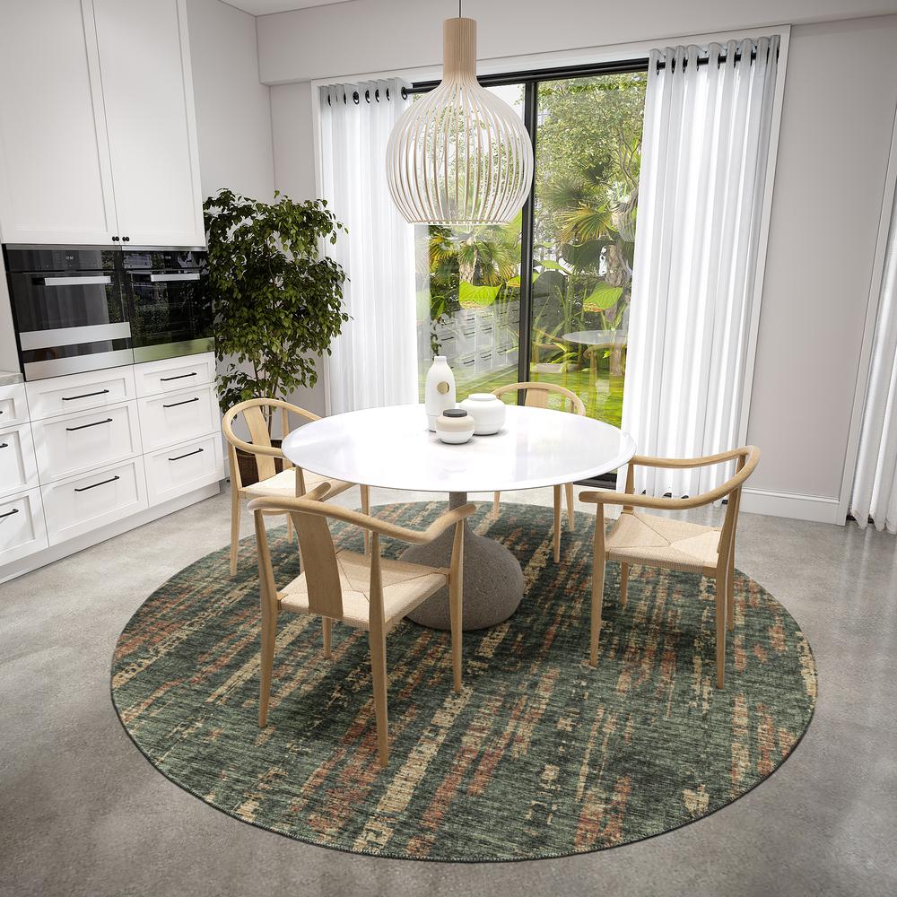 Rylee Green Transitional Abstract 8' x 8' Round Rug Green ARY36. Picture 1