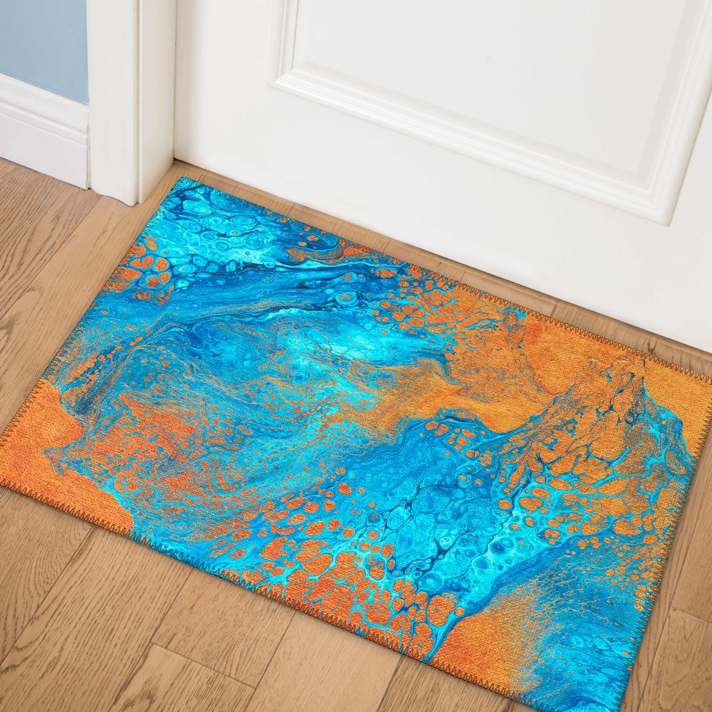 Karina Cobalt Modern Abstract 1'8" x 2'6" Accent Rug Cobalt AKC38. Picture 1