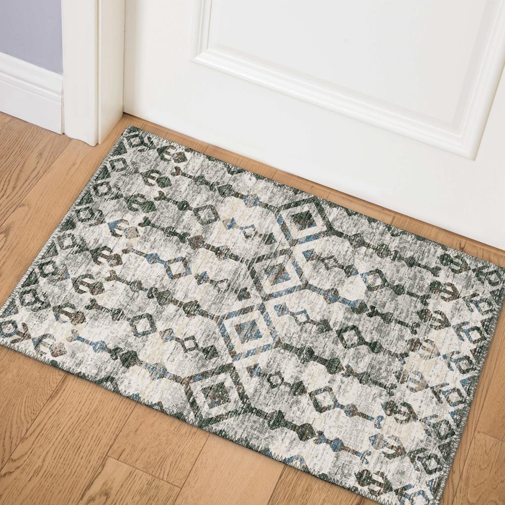 Bravado Ash Transitional Aztec/Incan 1'8" x 2'6" Accent Rug Ash ABV38. Picture 1