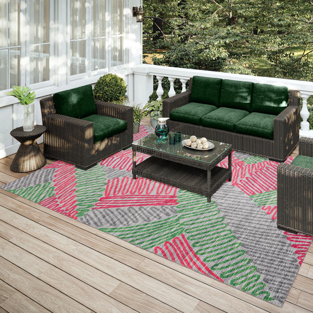 Yuma Pink Transitional Abstract 10' x 14' Area Rug Pink AYU41. Picture 1