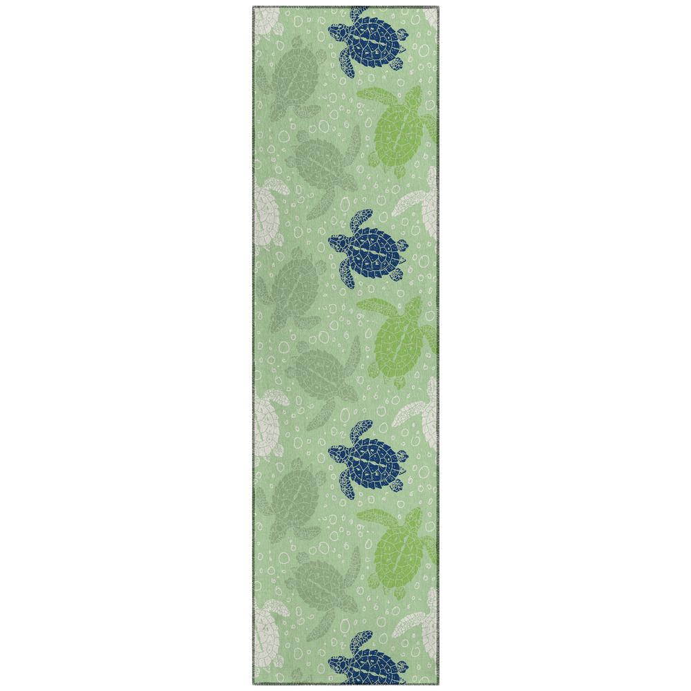 Indoor/Outdoor Surfside ASR43 Green Washable 2'3" x 7'6" Runner Rug. Picture 1