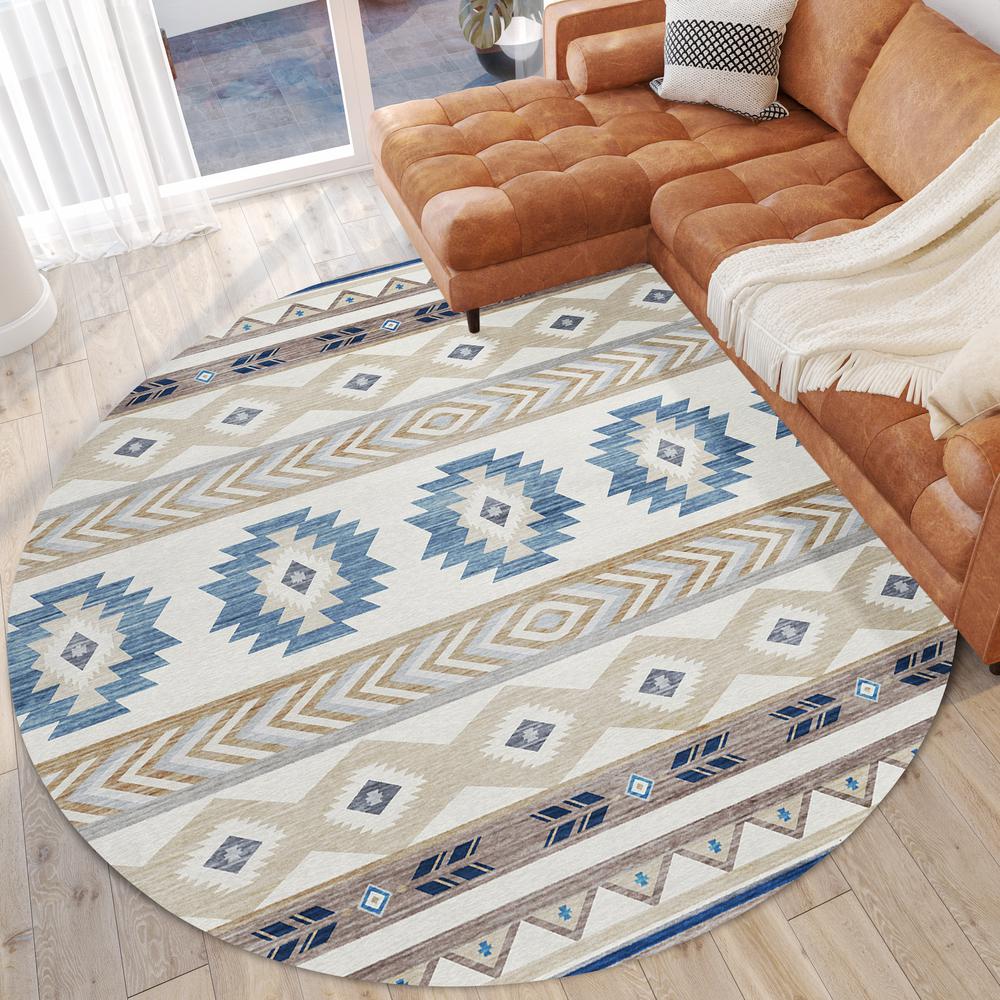 Indoor/Outdoor Sonora ASO33 Taupe Washable 8' x 8' Round Rug. Picture 2