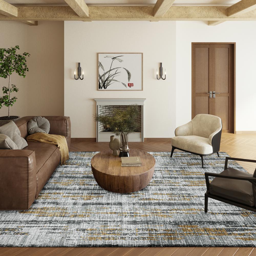 Rylee Silver Transitional Abstract 10' x 14' Area Rug Silver ARY36. Picture 1