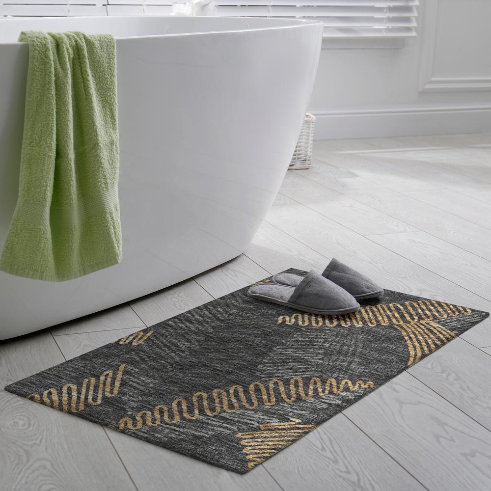 Yuma Gray Transitional Abstract 1'8" x 2'6" Accent Rug Gray AYU41. Picture 1