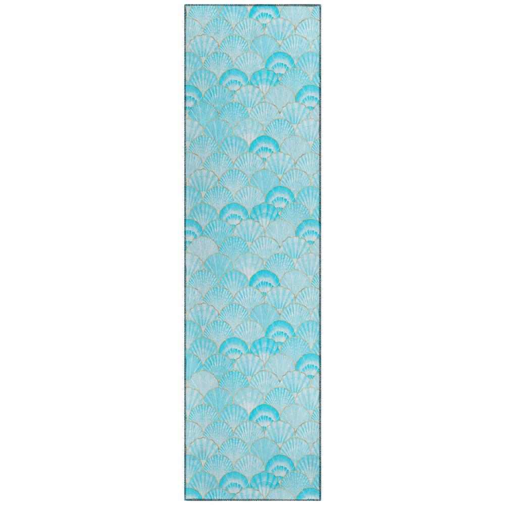 Indoor/Outdoor Surfside ASR32 Aqua Washable 2'3" x 7'6" Runner Rug. Picture 1