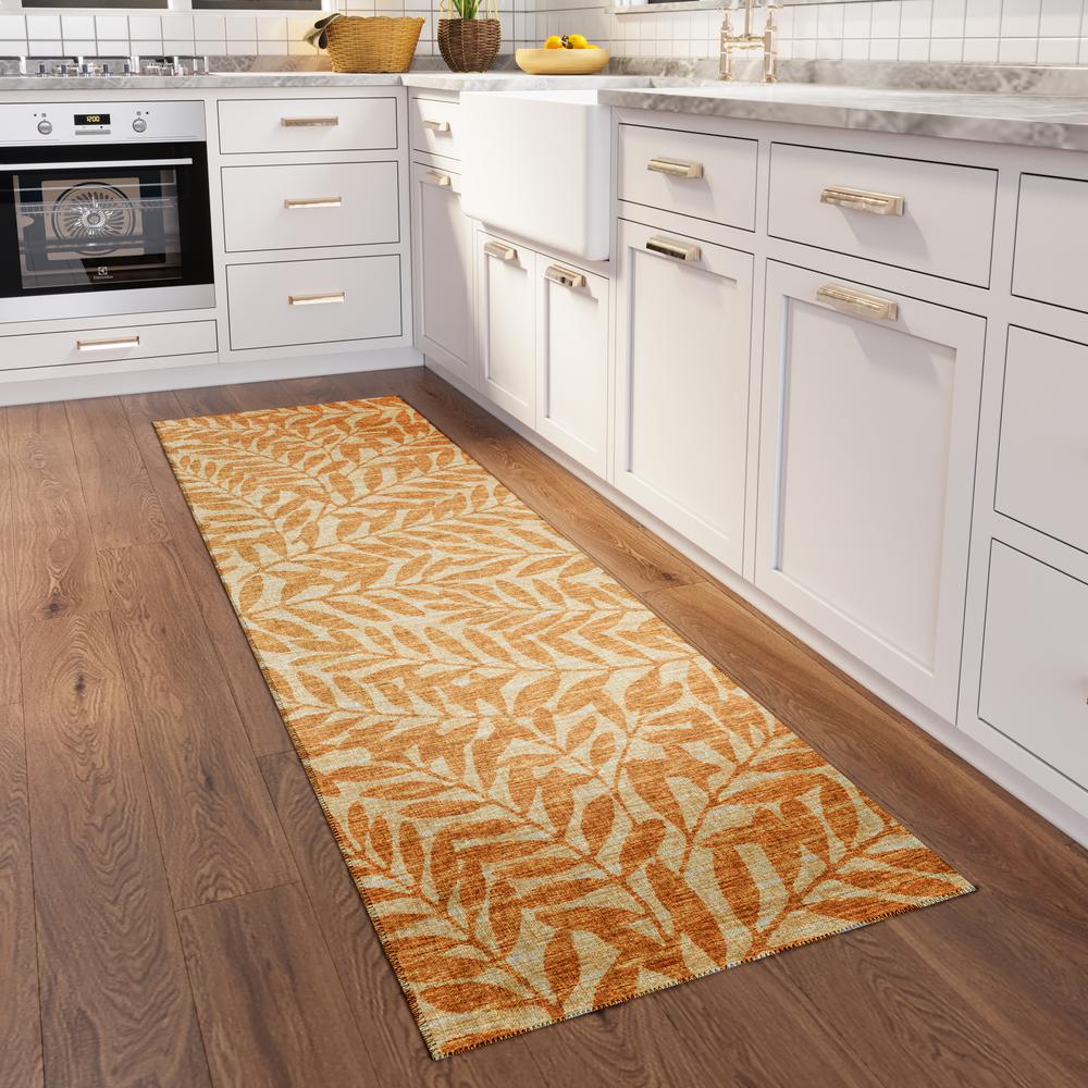 Yuma Gilded Coastal Floral 2'3" x 7'6" Runner Rug Gilded AYU35. Picture 1
