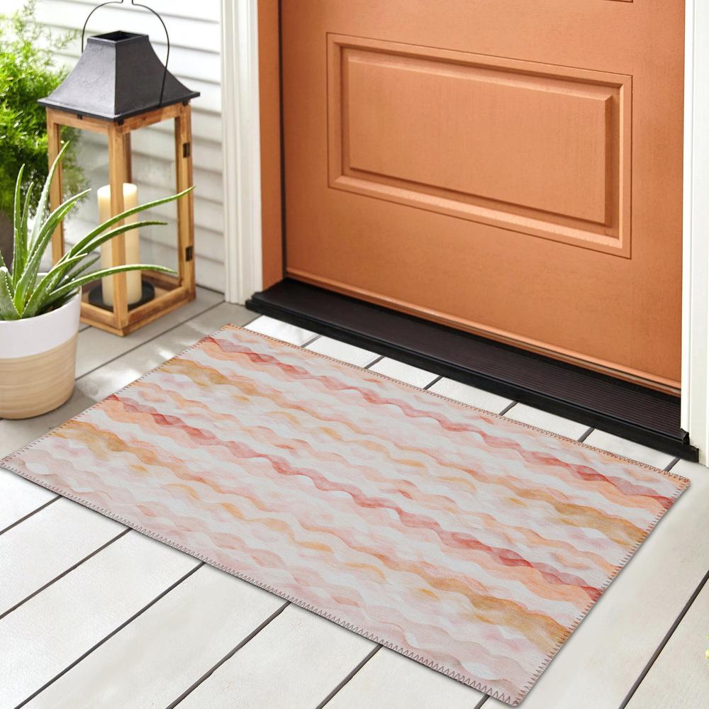 Indoor/Outdoor Surfside ASR46 Peach Washable 1'8" x 2'6" Rug. Picture 2