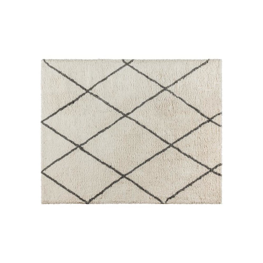 Shag Style Diamond Trellis Area Rug - 8' x 10' - Ivory/Gray Polyester (PET). Picture 1