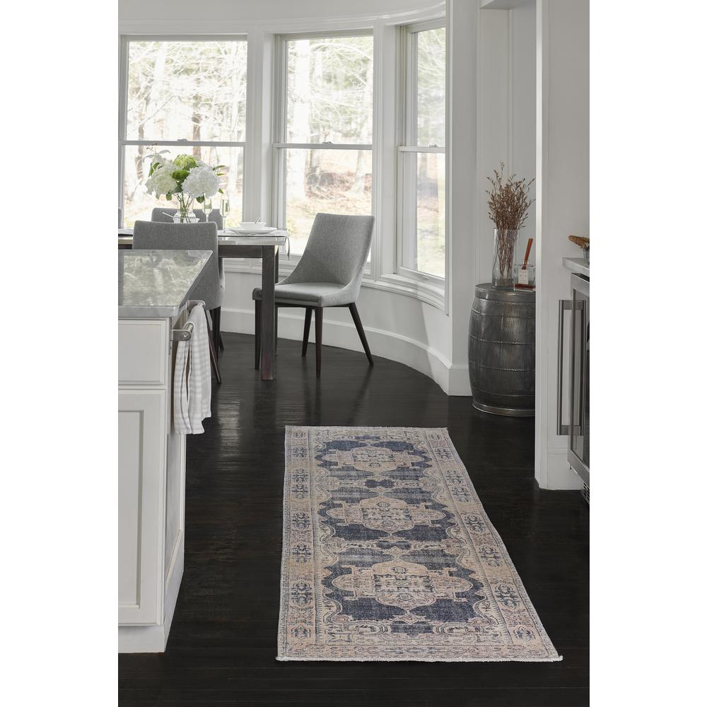 Traditional Runner Area Rug, Navy, 2'3" X 7'6" Runner. Picture 10
