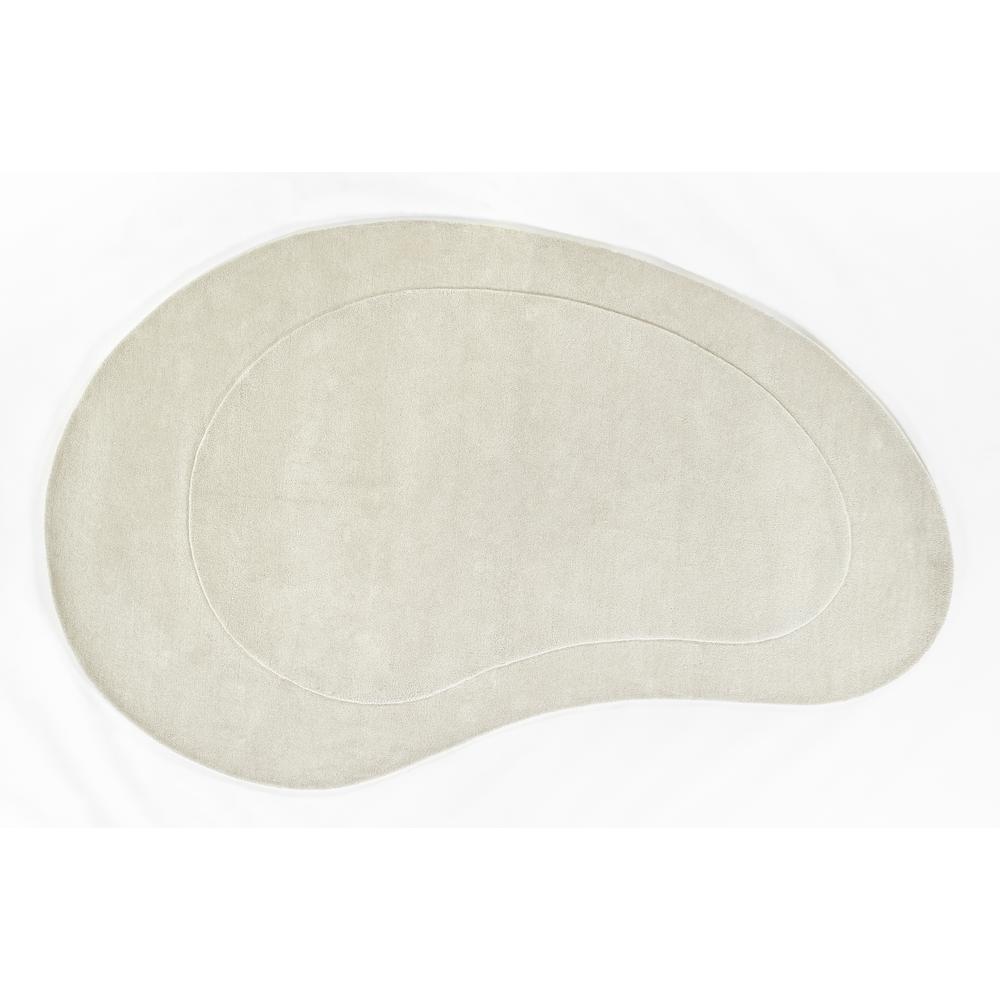 Contemporary Kidney Area Rug, Ivory, 7'3" X 11' Kidney. Picture 1