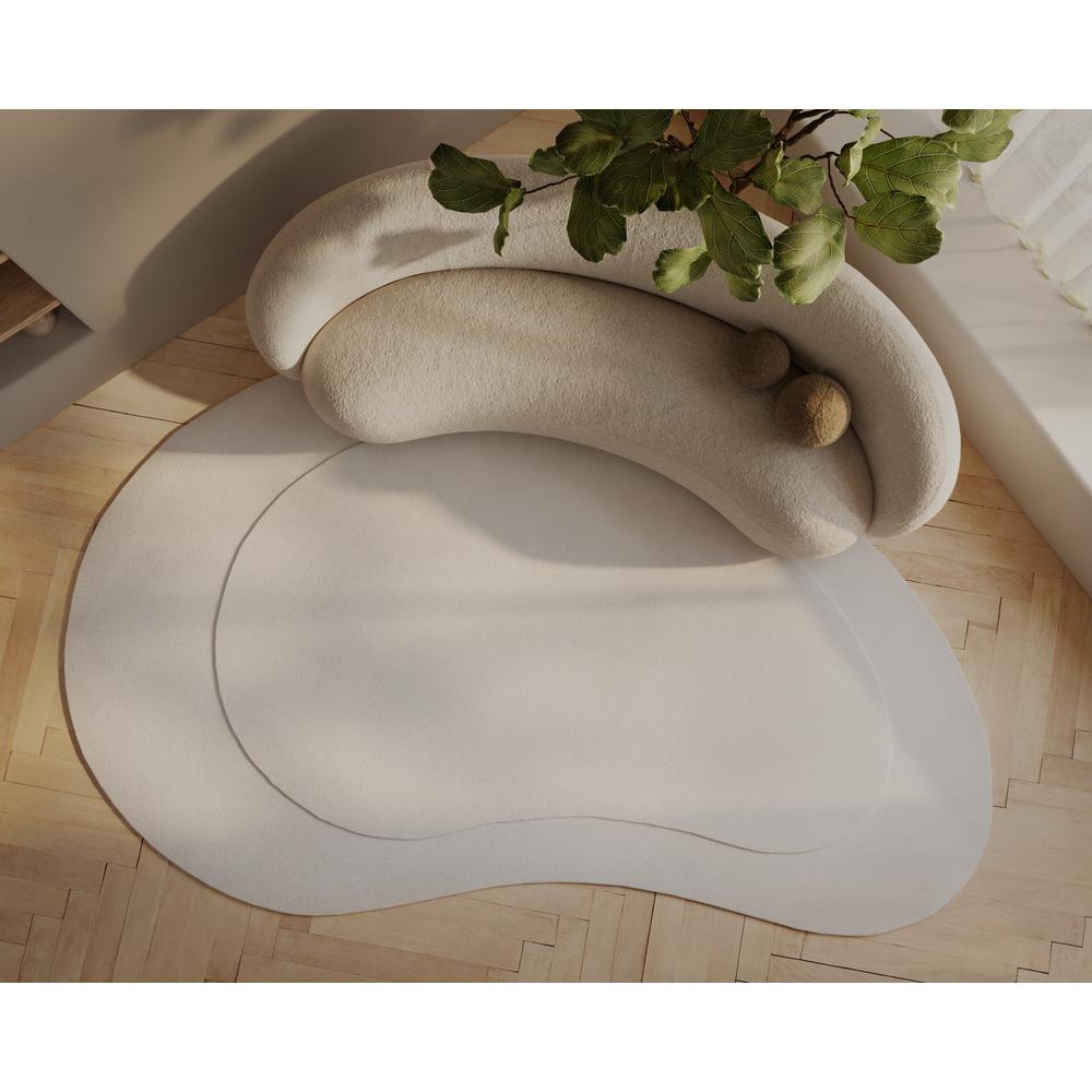 Contemporary Kidney Area Rug, Ivory, 7'3" X 11' Kidney. Picture 7