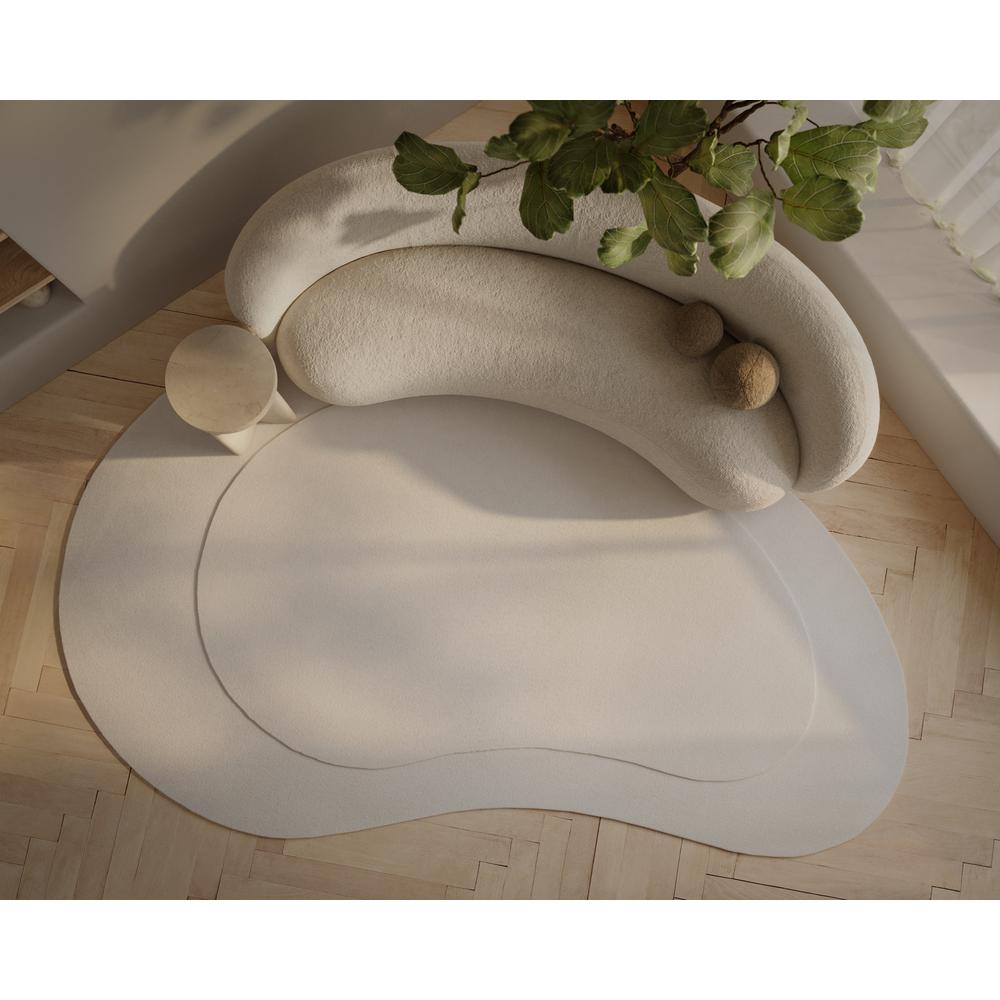 Contemporary Kidney Area Rug, Ivory, 7'3" X 11' Kidney. Picture 8