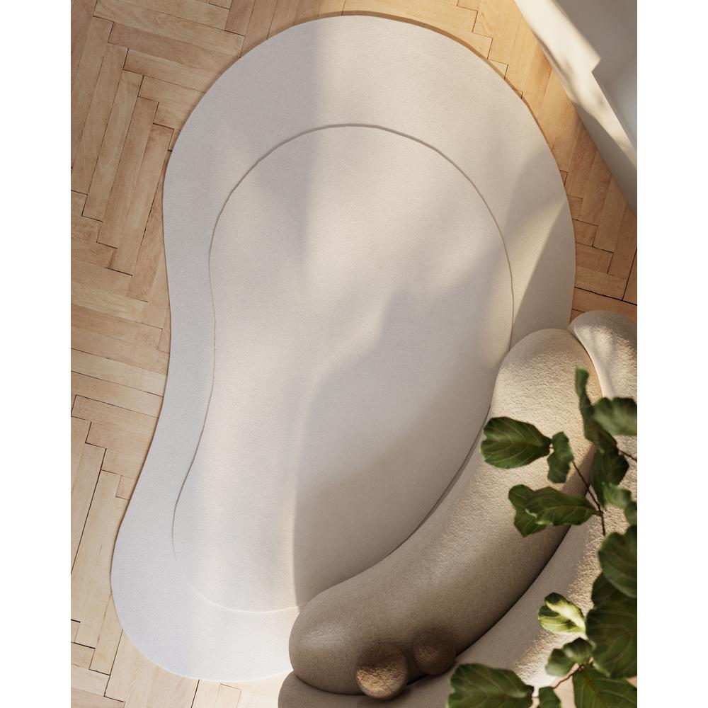 Contemporary Kidney Area Rug, Ivory, 7'3" X 11' Kidney. Picture 10