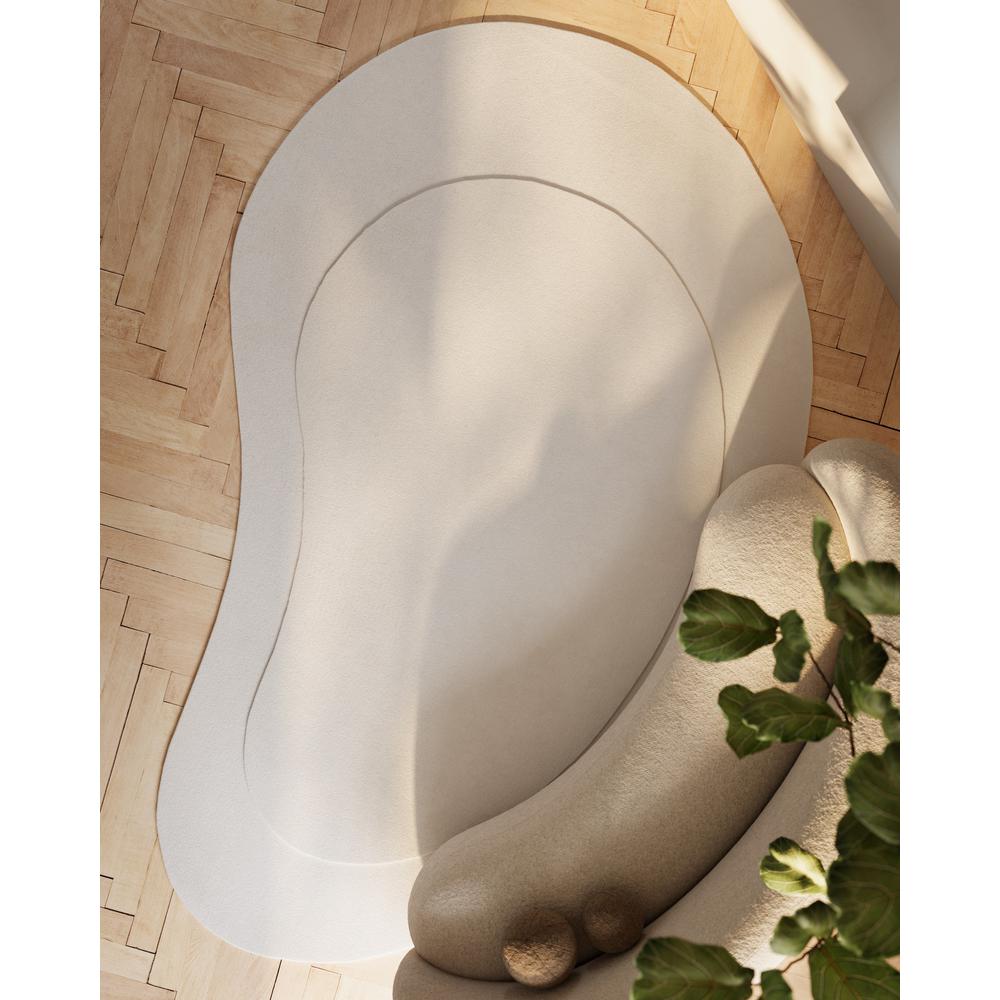 Contemporary Kidney Area Rug, Ivory, 7'3" X 11' Kidney. Picture 11