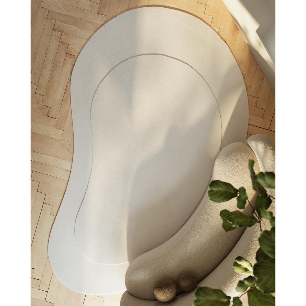 Contemporary Kidney Area Rug, Ivory, 7'3" X 11' Kidney. Picture 12