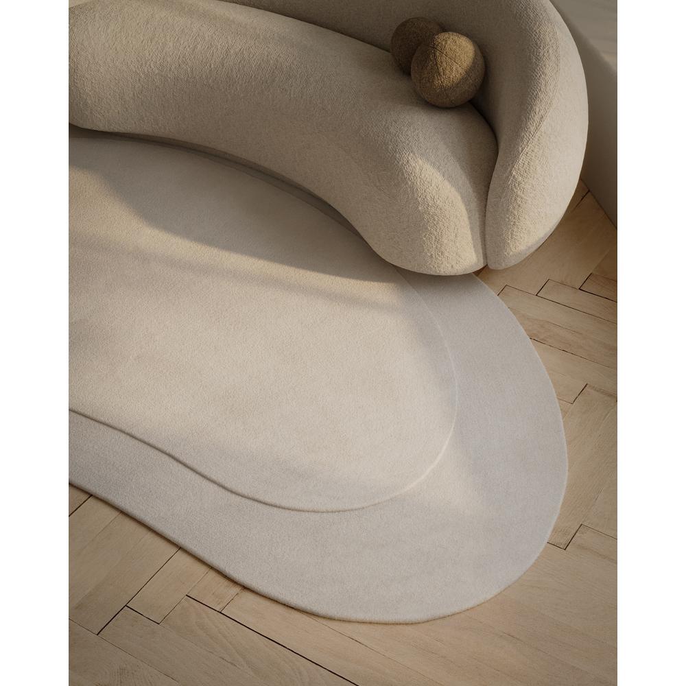 Contemporary Kidney Area Rug, Ivory, 7'3" X 11' Kidney. Picture 13