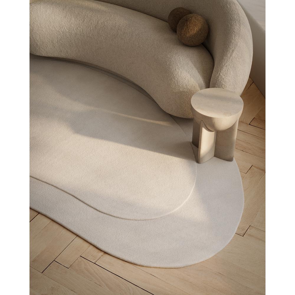 Contemporary Kidney Area Rug, Ivory, 7'3" X 11' Kidney. Picture 14