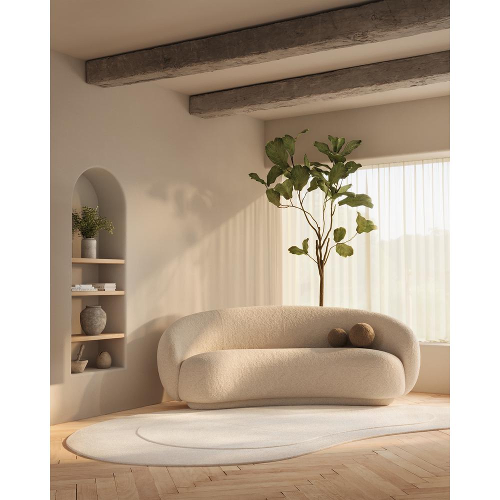 Contemporary Kidney Area Rug, Ivory, 7'3" X 11' Kidney. Picture 6
