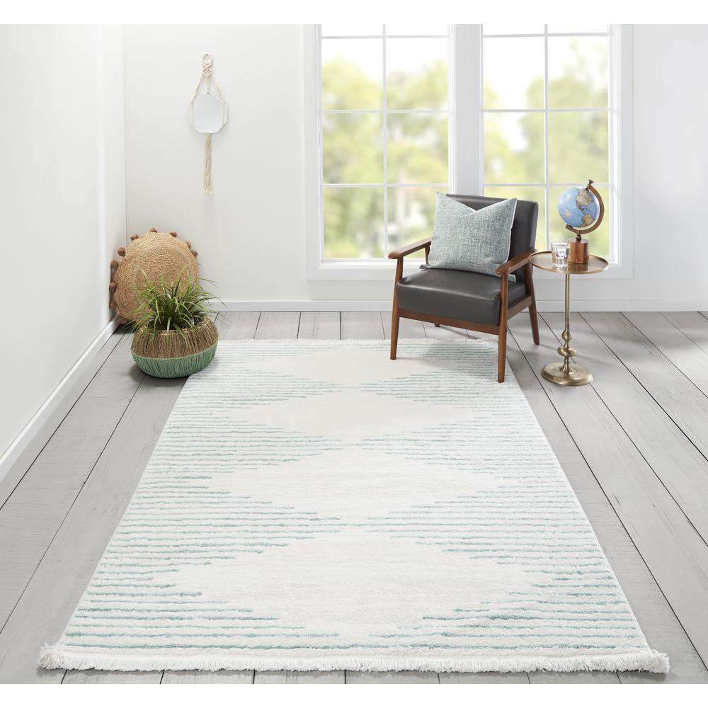 Modern Rectangle Area Rug, Aqua, 2' X 3'. Picture 6
