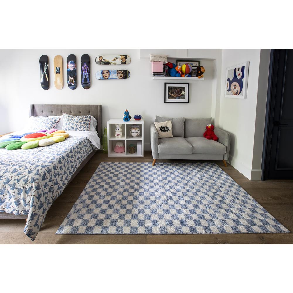 Contemporary Rectangle Area Rug, Blue, 7'10" X 10'. Picture 9