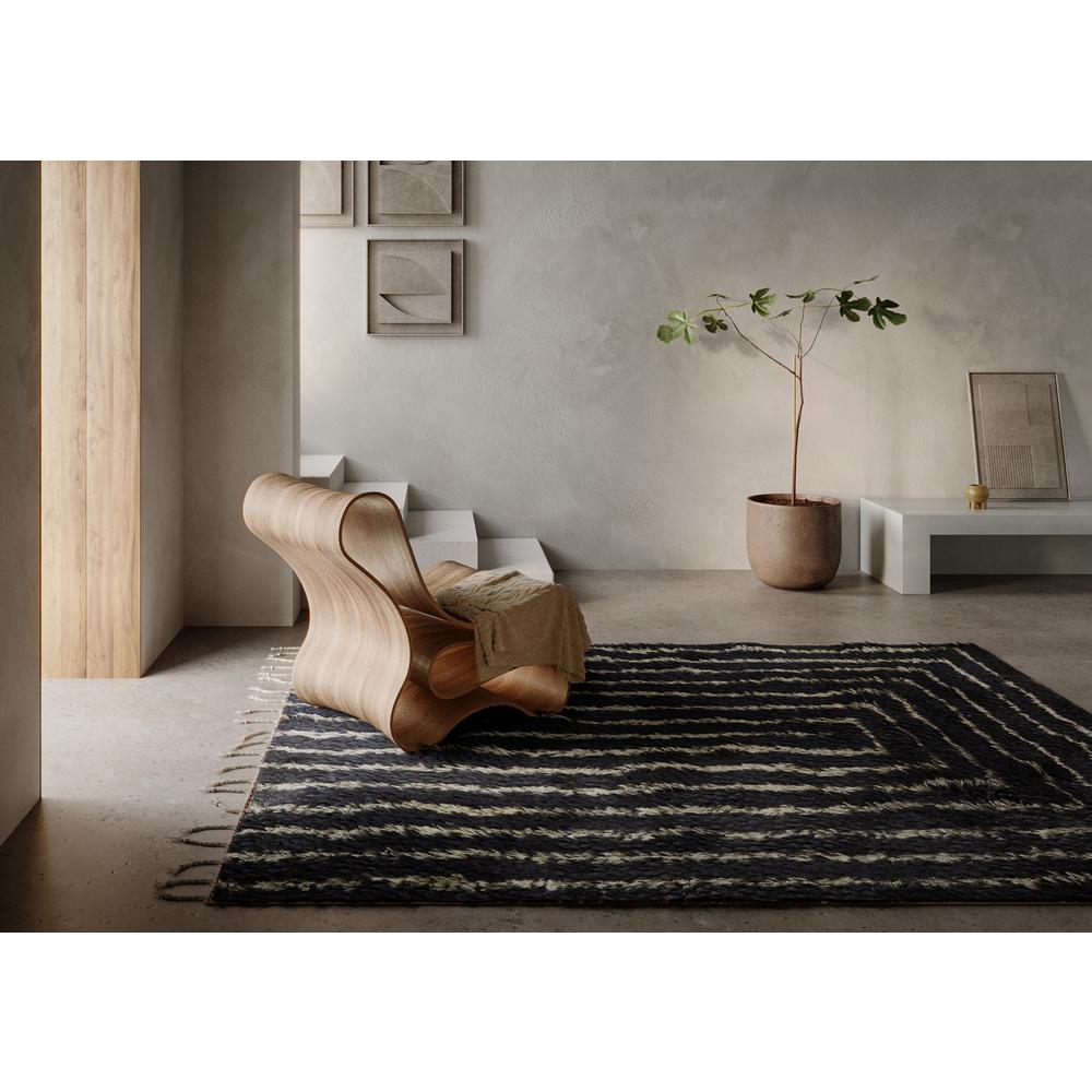 Contemporary Rectangle Area Rug, Navy, 2' X 3'. Picture 10