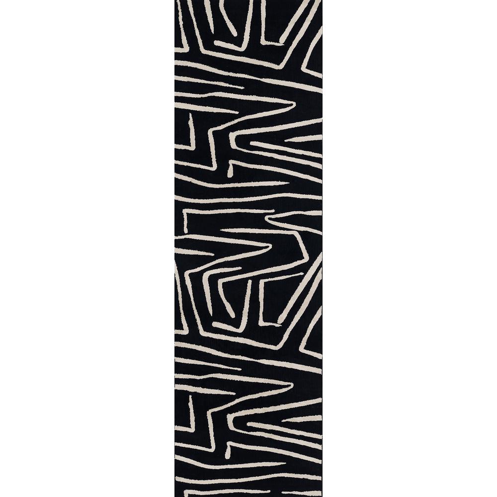 Contemporary Runner Area Rug, Black, 2'3" X 7'6" Runner. Picture 5
