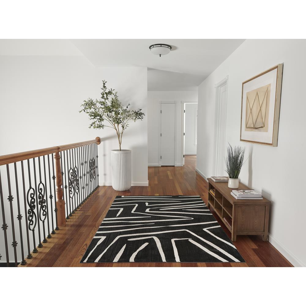 Contemporary Runner Area Rug, Black, 2'3" X 7'6" Runner. Picture 9
