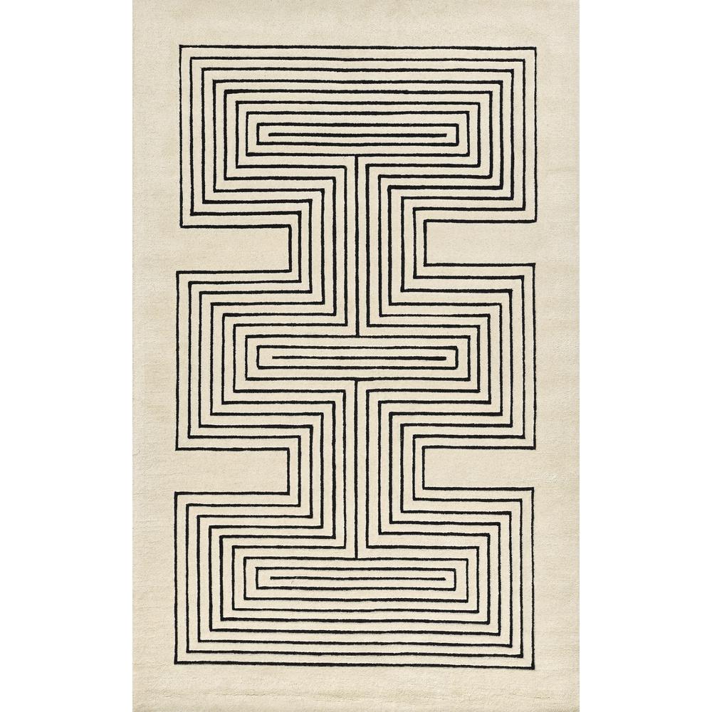 Contemporary Runner Area Rug, White, 2'6" X 8' Runner. Picture 1