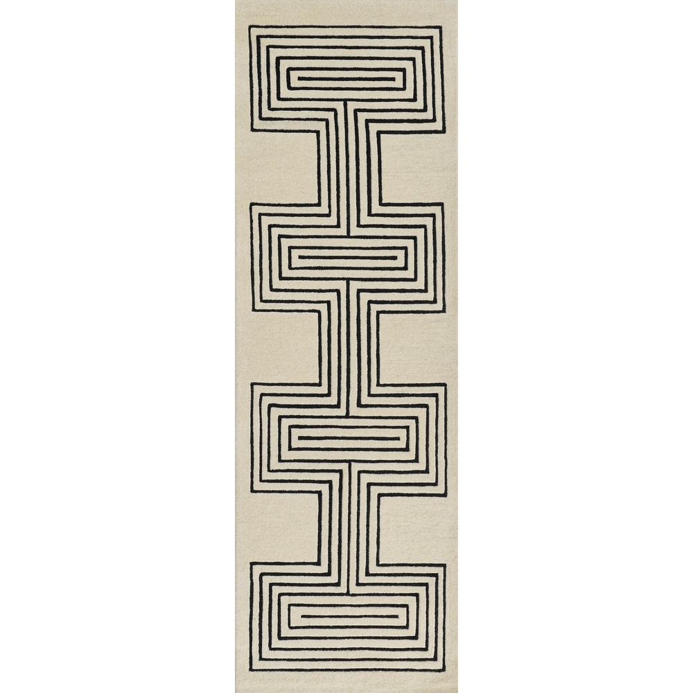 Contemporary Runner Area Rug, White, 2'6" X 8' Runner. Picture 5