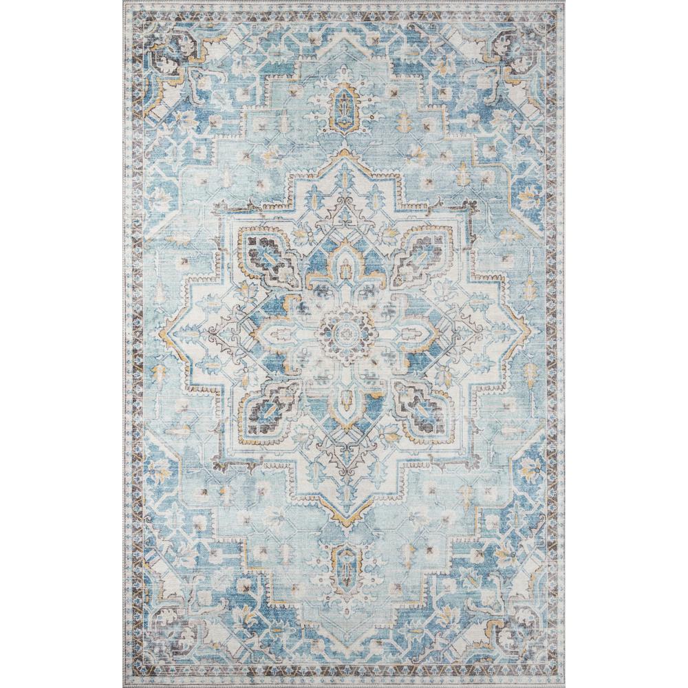 Traditional Rectangle Area Rug, Light Blue, 2' X 3'. Picture 1